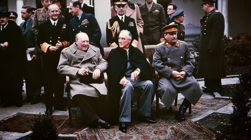 Churchill, Roosevelt and Stalin at the Yalta Conference, 1945